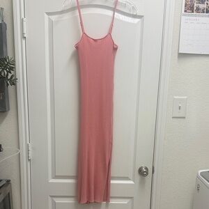 Double Zero Blush Ribbed Maxi Dress